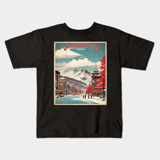 Vancouver Canada Vintage Poster Tourism Kids T-Shirt by TravelersGems